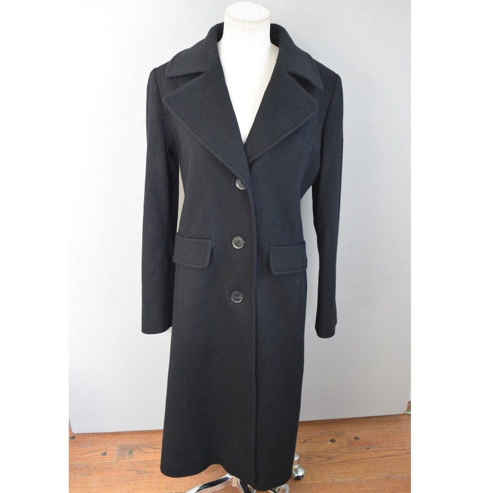 Fleurette Trench Coat 4 Black Loro Piana 100% Wool Long Overcoat Women Luxury